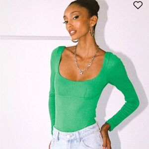 Princess polly CROSBY LONG SLEEVE BODYSUIT GREEN
